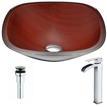 Load image into Gallery viewer, Cansa Series Deco-Glass Vessel Sink in Rich Timber with Key Faucet in Polished Chrome- Anzzi