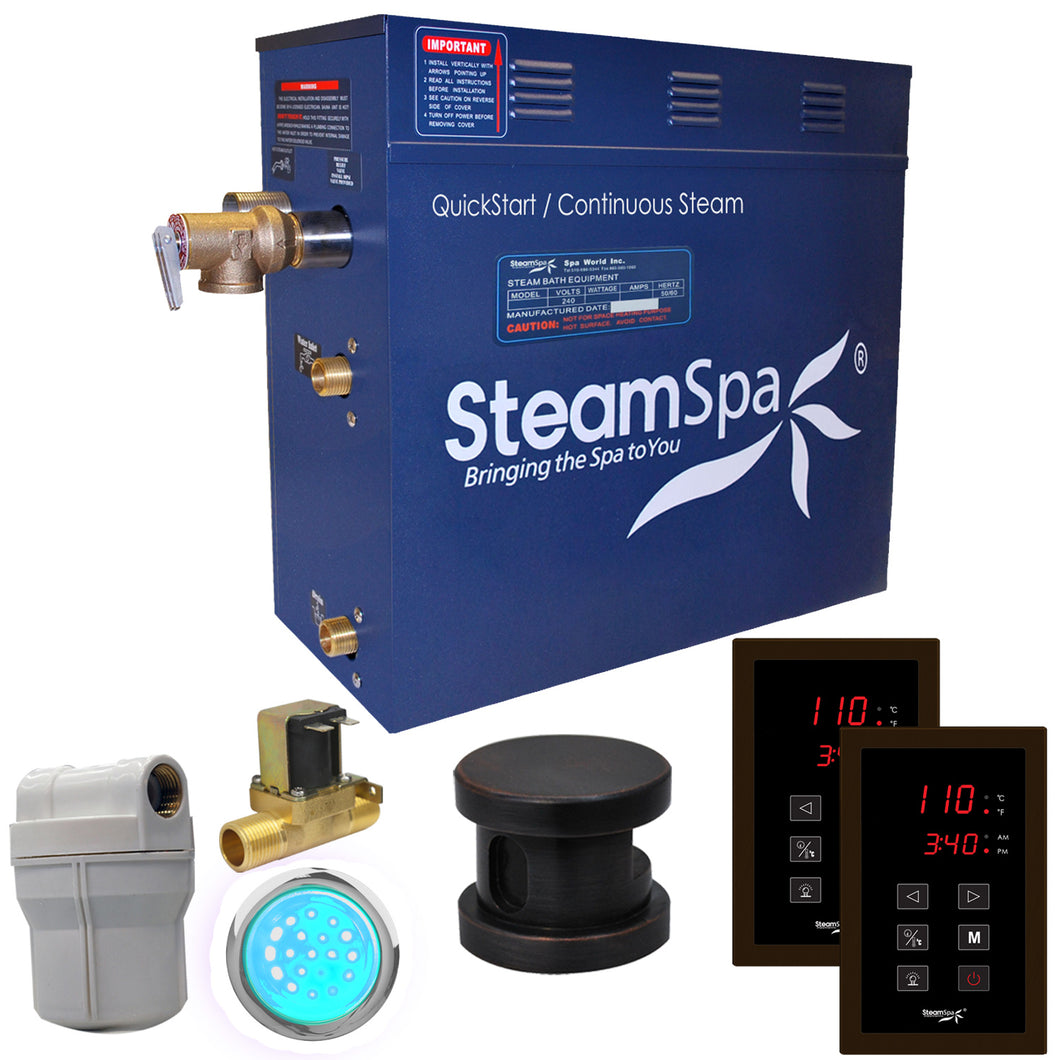 SteamSpa Royal 9 KW QuickStart Acu-Steam Bath Generator Package with Built-in Auto Drain in Oil Rubbed Bronze- SteamSpa