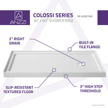Load image into Gallery viewer, Colossi Series 36 in. x 60 in. Single Threshold Shower Base in White- Anzzi