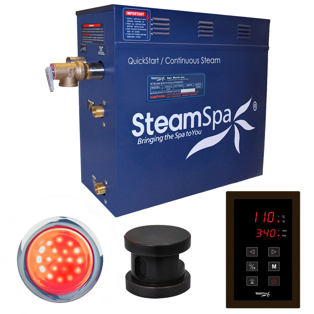 SteamSpa Indulgence 7.5 KW QuickStart Acu-Steam Bath Generator Package in Oil Rubbed Bronze- SteamSpa