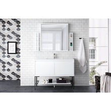 Load image into Gallery viewer, James Martin Milan 47.3&quot; Glossy White - Matte Black Single Vanity