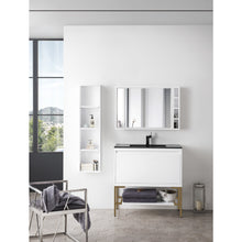 Load image into Gallery viewer, James Martin Milan 35.4&quot; Glossy White - Radiant Gold Single Vanity