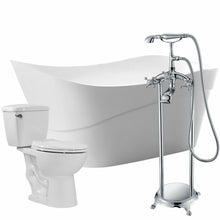 Load image into Gallery viewer, Kahl 67 in. Acrylic Flatbottom Non-Whirlpool Bathtub with Tugela Faucet and Cavalier 1.28 GPF Toilet- Anzzi
