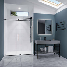 Load image into Gallery viewer, Leon Series 60 in. by 76 in. Frameless Sliding Shower Door in Matte Black with Handle- Anzzi