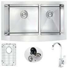 Load image into Gallery viewer, Elysian Farmhouse 36 in. Kitchen Sink with Opus Faucet in Polished Chrome- Anzzi