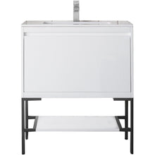 Load image into Gallery viewer, James Martin Milan 31.5&quot; Glossy White - Matte Black Single Vanity with Base- James Martin