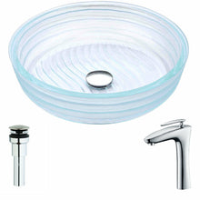 Load image into Gallery viewer, Canta Series Deco-Glass Vessel Sink in Lustrous Translucent Crystal with Crown Faucet in Chrome- Anzzi