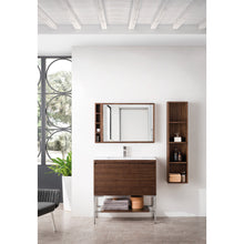 Load image into Gallery viewer, James Martin Milan 35.4&quot; Mid Century Walnut - Brushed Nickel Single Vanity