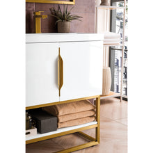 Load image into Gallery viewer, James Martin Columbia 31.5&quot; Glossy White - Radiant Gold Single Vanity