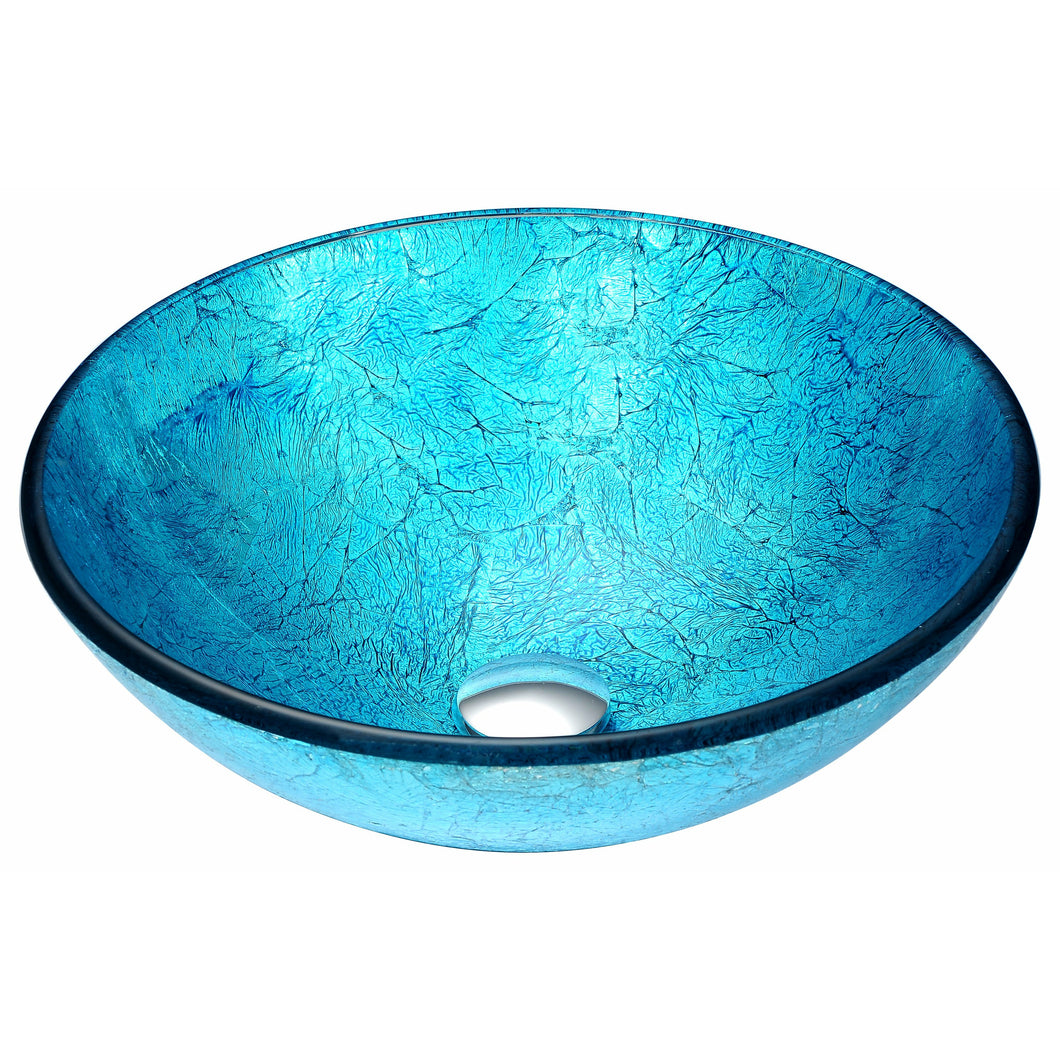 Tereali Series Deco-Glass Vessel Sink in Blue Ice- Anzzi