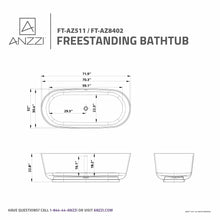 Load image into Gallery viewer, Badi 5.9 ft. Solid Surface Center Drain Freestanding Bathtub in Matte White- Anzzi