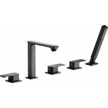 Load image into Gallery viewer, Shore 3-Handle Deck-Mount Roman Tub Faucet with Handheld Sprayer in Oil Rubbed Bronze- Anzzi