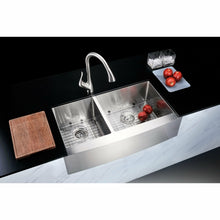 Load image into Gallery viewer, ELYSIAN Series 36 in. Farm House 40/60 Dual Basin Handmade Stainless Steel Kitchen Sink- Anzzi