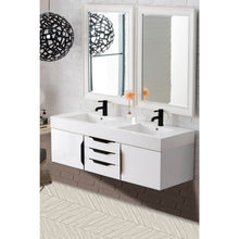 Load image into Gallery viewer, James Martin Mercer Island 59&quot; Glossy White - Matte Black Double Vanity