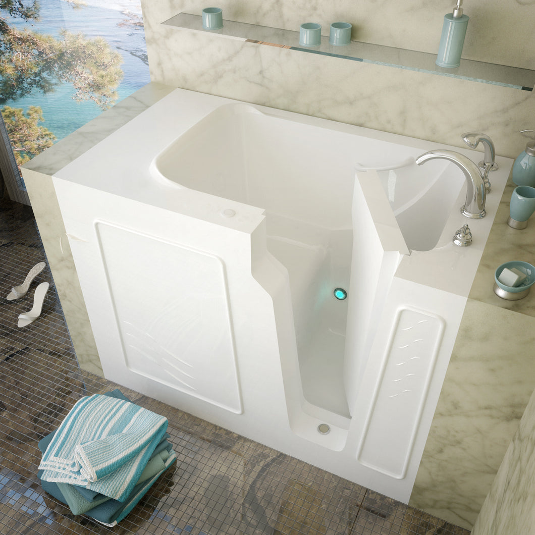 MediTub Walk-In 29 x 52 Right Drain White Soaking Walk-In Bathtub- Meditub