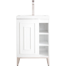 Load image into Gallery viewer, James Martin Alicante&#39; 24&quot; Glossy White-Brushed Nickel Single Vanity Cabinet- James Martin