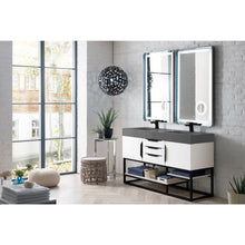 Load image into Gallery viewer, James Martin Columbia 59&quot; Glossy White - Matte Black Double Vanity