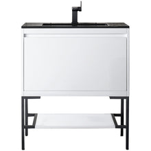 Load image into Gallery viewer, James Martin Milan 31.5&quot; Glossy White - Matte Black Single Vanity with Base- James Martin