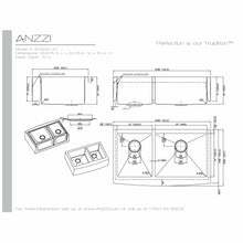 Load image into Gallery viewer, ELYSIAN Series 36 in. Farm House 40/60 Dual Basin Handmade Stainless Steel Kitchen Sink- Anzzi