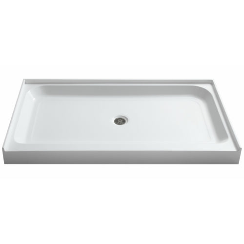 Tier 32 x 60  in. Center Drain Single Threshold Shower Base in White- Anzzi