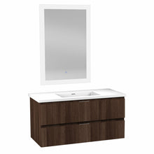Load image into Gallery viewer, 39 in W x 20 in H x 18 in D Bath Vanity in Dark Brown with Cultured Marble Vanity Top in White with White Basin &amp; Mirror- Anzzi