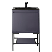 Load image into Gallery viewer, James Martin Milan 23.6&quot; Modern Grey Glossy - Matte Black Single Vanity with Base- James Martin