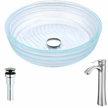 Load image into Gallery viewer, Canta Series Deco-Glass Vessel Sink in Lustrous Translucent Crystal with Fann Faucet in Brushed Nickel- Anzzi
