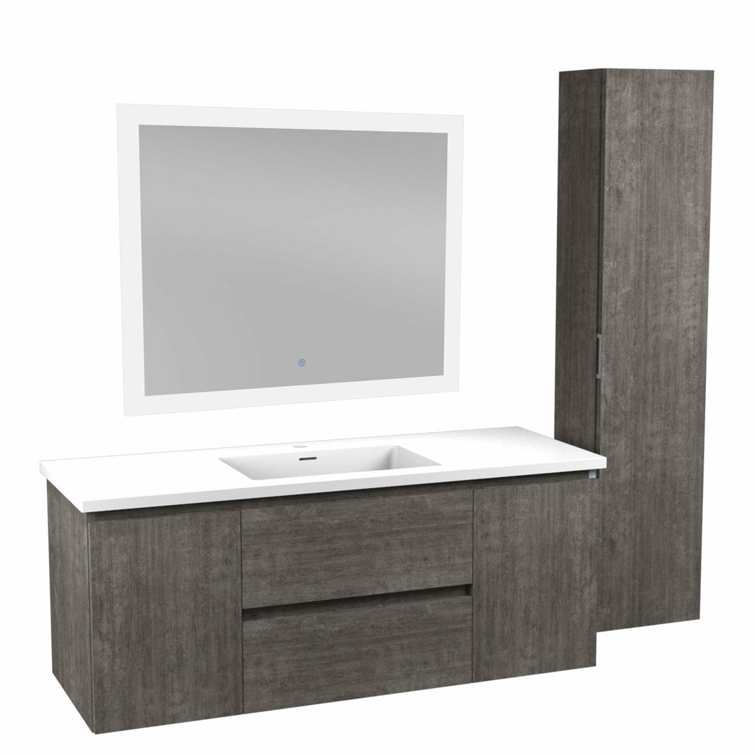 48 in. W x 20 in. H x 18 in. D Bath Vanity Set in Rich Gray with Vanity Top in White with White Basin and Mirror- Anzzi