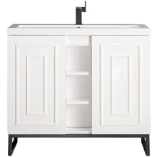 Load image into Gallery viewer, James Martin Alicante&#39; 39.5&quot; Glossy White-Matte Black Single Vanity Cabinet- James Martin