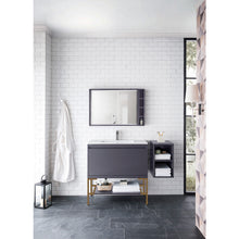 Load image into Gallery viewer, James Martin Milan 35.4&quot; Modern Grey - Radiant Gold Single Vanity