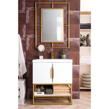 Load image into Gallery viewer, James Martin Columbia 31.5&quot; Glossy White - Radiant Gold Single Vanity