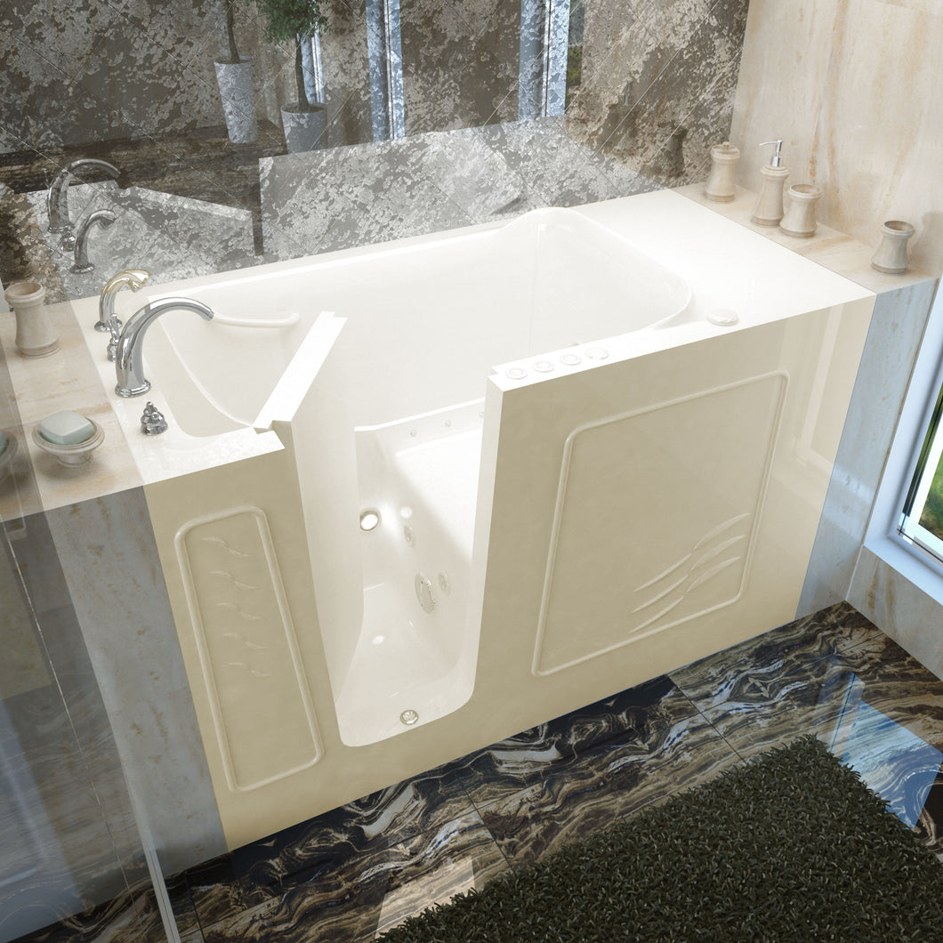 MediTub Walk-In 30 x 60 Left Drain Biscuit Whirlpool & Air Jetted Walk-In Bathtub- Meditub