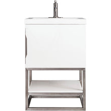 Load image into Gallery viewer, James Martin Columbia 24&quot; Glossy White - Brushed Nickel Single Vanity- James Martin