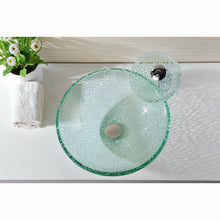 Load image into Gallery viewer, Choir Series Deco-Glass Vessel Sink in Crystal Clear Mosaic with Matching Chrome Waterfall Faucet- Anzzi