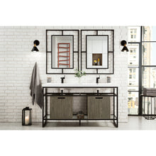 Load image into Gallery viewer, James Martin Boston 63&quot; Matte Black Stainless Steel Sink Console (Double Basins) With Cabinet