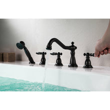 Load image into Gallery viewer, Patriarch 2-Handle Deck-Mount Roman Tub Faucet with Handheld Sprayer in Oil Rubbed Bronze- Anzzi