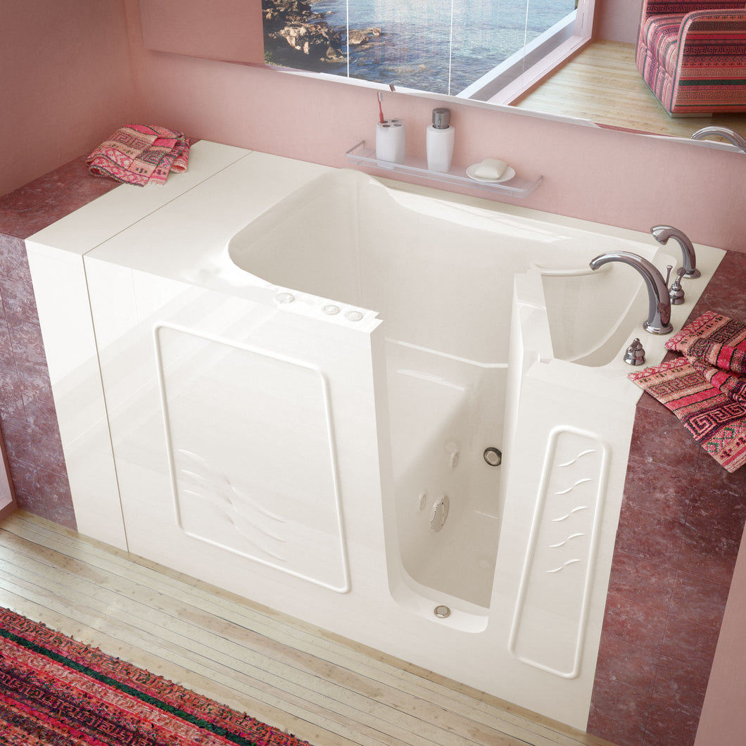 MediTub Walk-In 30 x 53 Right Drain Biscuit Whirlpool Jetted Walk-In Bathtub- Meditub