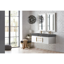 Load image into Gallery viewer, James Martin Mercer Island 59&quot; Glossy White - Radiant Gold Double Vanity