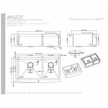 Load image into Gallery viewer, Elysian Farmhouse Stainless Steel 36 in. 0-Hole 60/40 Double Bowl Kitchen Sink in Brushed Satin- Anzzi