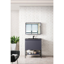 Load image into Gallery viewer, James Martin Milan 31.5&quot; Modern Grey - Matte Black Single Vanity with Base