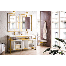 Load image into Gallery viewer, James Martin Boston 63&quot; Radiant Gold Stainless Steel Sink Console (Double Basins) With Cabinet