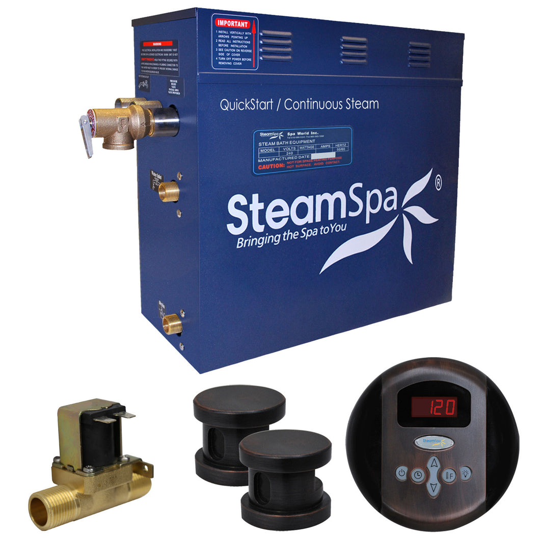 SteamSpa Oasis 10.5 KW QuickStart Acu-Steam Bath Generator Package with Built-in Auto Drain in Oil Rubbed Bronze- SteamSpa