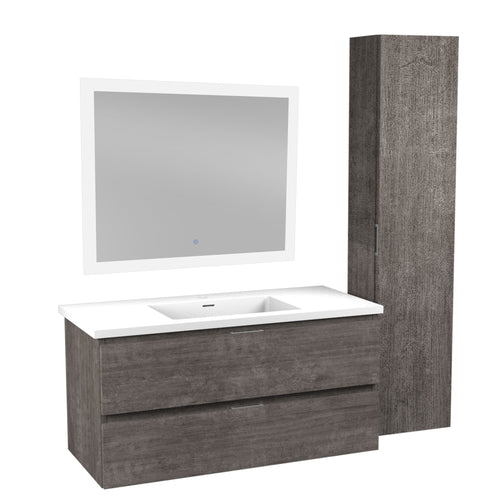 39 in. W x 20 in. H x 18 in. D Bath Vanity Set in Rich Gray with Vanity Top in White with White Basin and Mirror- Anzzi