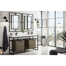 Load image into Gallery viewer, James Martin Boston 63&quot; Matte Black Stainless Steel Sink Console (Double Basins) With Cabinet