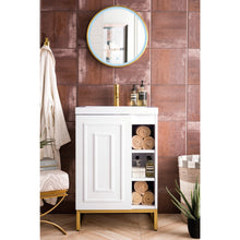 Load image into Gallery viewer, James Martin Alicante&#39; 24&quot; Glossy White-Radiant Gold Single Vanity Cabinet