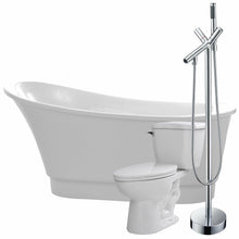 Load image into Gallery viewer, Prima 67 in. Acrylic Flatbottom Non-Whirlpool Bathtub with Havasu Faucet and Kame 1.28 GPF Toilet- Anzzi