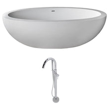 Load image into Gallery viewer, Lusso 6.3 ft. Solid Surface Classic Soaking Bathtub in Matte White and Kros Faucet in Chrome- Anzzi