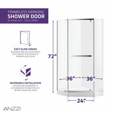 Load image into Gallery viewer, Castle Series 49 in. x 72 in. Semi-Frameless Shower Door with TSUNAMI GUARD in Polished Chrome- Anzzi