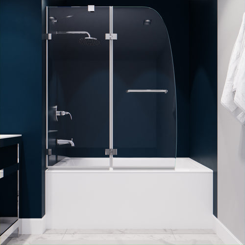 Herald Series 48 in. by 58 in. Frameless Hinged Tub Door in Chrome- Anzzi