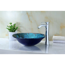 Load image into Gallery viewer, Key Series Deco-Glass Vessel Sink in Lustrous Blue and Black- Anzzi